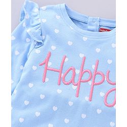 Babyhug Cotton Knit Full Sleeves Top Heart Print - Blue