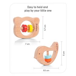 Babyhug Wooden Teething Rattle Toy Pack Of 3 - Multicolour