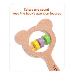 Babyhug Wooden Teething Rattle Toy Pack Of 3 - Multicolour