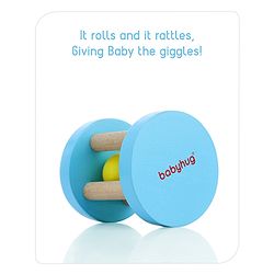 Babyhug Wooden Rolling Rattle Toy - Multicolour