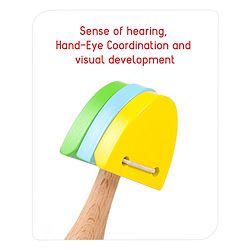 Babyhug Wooden Castanet Rattle Toy - Multicolour