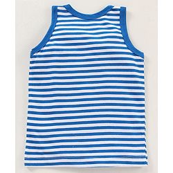 Babyhug 100% Cotton Sleeveless Sando Vest Stripes  - Blue White