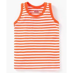 Babyhug 100% Cotton Knit Sleeveless Striped Sando Vest - Orange