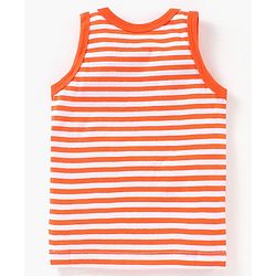 Babyhug 100% Cotton Knit Sleeveless Striped Sando Vest - Orange