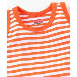 Babyhug 100% Cotton Knit Sleeveless Striped Sando Vest - Orange