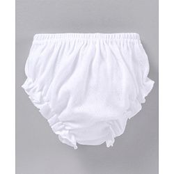 Babyhug 100% Cotton Premium Pointelle Fabric Panties Pack Of 3 - White