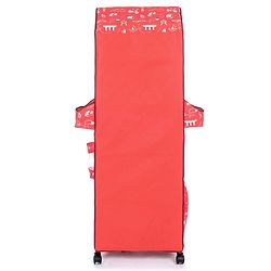 Babyhug Foldable 5 Shelf Almirah With Wheels Baby Car Theme - Red