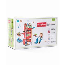 Babyhug Foldable 5 Shelf Almirah With Wheels Baby Car Theme - Red