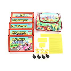 Babyhug Foldable 5 Shelf Almirah With Wheels Baby Car Theme - Red