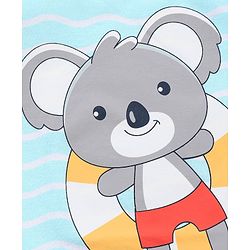 Babyhug Cotton Knit to Knit Half Sleeves Koala Bear Printed Tee & Shorts Set - Light Blue