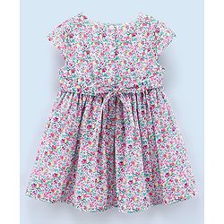 Babyhug 100% Cotton Frock With Full Sleeves Shrug Floral Print - White