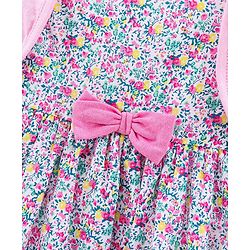 Babyhug 100% Cotton Frock With Full Sleeves Shrug Floral Print - White