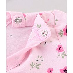 Babyhug 100% Cotton Full Sleeves Onesie Floral Print - Pink