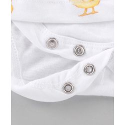 Babyhug 100% Cotton Full Sleeves Onesie Ducklings Print - White