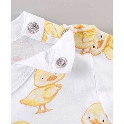 Babyhug 100% Cotton Full Sleeves Onesie Ducklings Print - White