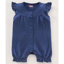 Babyhug 100% Cotton Cap Sleeves Romper Floral & Dot Print Print Pack of 2 - Blue Red