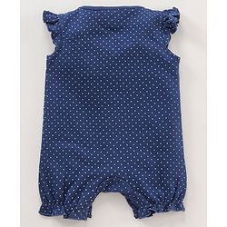 Babyhug 100% Cotton Cap Sleeves Romper Floral & Dot Print Print Pack of 2 - Blue Red