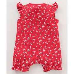 Babyhug 100% Cotton Cap Sleeves Romper Floral & Dot Print Print Pack of 2 - Blue Red