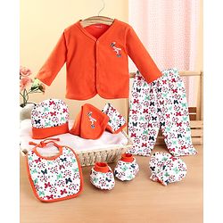 Babyhug Clothing Gift Set Butterfly Theme Red & White - Pack of 8
