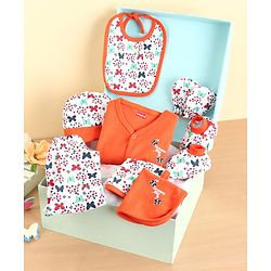 Babyhug Clothing Gift Set Butterfly Theme Red & White - Pack of 8