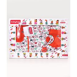 Babyhug Clothing Gift Set Butterfly Theme Red & White - Pack of 8