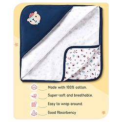 Babyhug 100% Cotton Hooded  Wrapper Car Print - Red & White