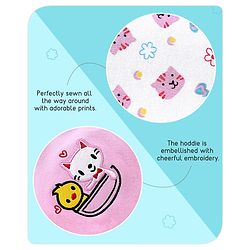 Babyhug 100% Cotton Hooded  Wrapper Car Print - Red & White