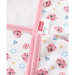 Babyhug 100% Cotton Hooded  Wrapper Car Print - Red & White