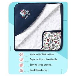 Babyhug 100% Cotton Hooded  Wrapper Car Print - Red & White