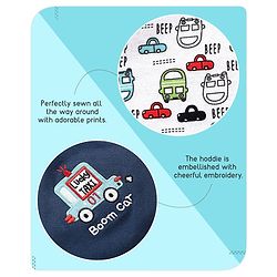Babyhug 100% Cotton Hooded  Wrapper Car Print - Red & White