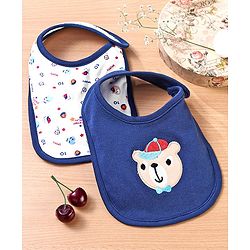 Babyhug Cotton Snap Buttons Closure Bear Print Pack of 2 - Blue & White