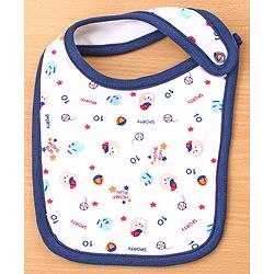 Babyhug Cotton Snap Buttons Closure Bear Print Pack of 2 - Blue & White