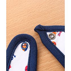 Babyhug Cotton Snap Buttons Closure Bear Print Pack of 2 - Blue & White
