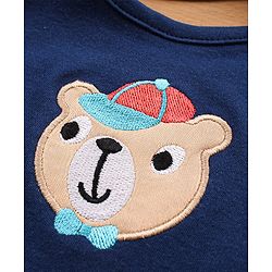 Babyhug Cotton Snap Buttons Closure Bear Print Pack of 2 - Blue & White