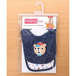 Babyhug Cotton Snap Buttons Closure Bear Print Pack of 2 - Blue & White