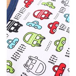 Babyhug Cotton Snap Buttons Closure Bear Print Pack of 2 - Blue & White