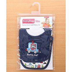 Babyhug Cotton Snap Buttons Closure Bear Print Pack of 2 - Blue & White