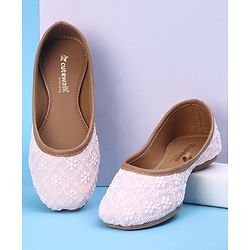 Cute Walk by Babyhug Slip On Embroidered Mojaris - Light Pink