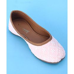 Cute Walk by Babyhug Slip On Embroidered Mojaris - Light Pink