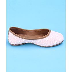 Cute Walk by Babyhug Slip On Embroidered Mojaris - Light Pink