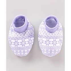 Babyhug Full Sleeves Onesies with Leggings Cap Mittens & Booties - Purple