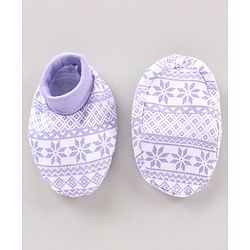 Babyhug Full Sleeves Onesies with Leggings Cap Mittens & Booties - Purple