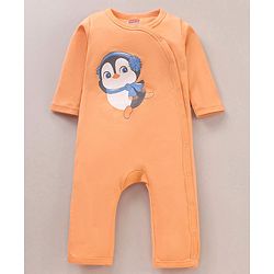 Babyhug 100% Cotton Knit Full Sleeves Penguin Printed Romper Pack of 2 - Multicolour