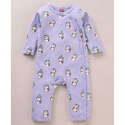 Babyhug 100% Cotton Knit Full Sleeves Penguin Printed Romper Pack of 2 - Multicolour