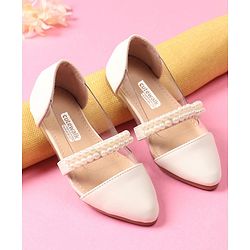 Cute Walk by Babyhug Slip on Pearl Studded Bellies - White