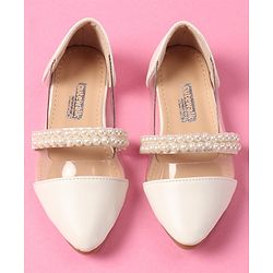 Cute Walk by Babyhug Slip on Pearl Studded Bellies - White