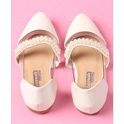 Cute Walk by Babyhug Slip on Pearl Studded Bellies - White