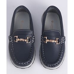 Cute Walk by Babyhug Slip On Solid Formal Shoes with Chain Link - Navy Blue