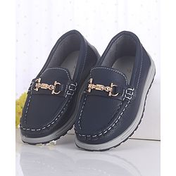 Cute Walk by Babyhug Slip On Solid Formal Shoes with Chain Link - Navy Blue