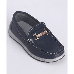 Cute Walk by Babyhug Slip On Solid Formal Shoes with Chain Link - Navy Blue